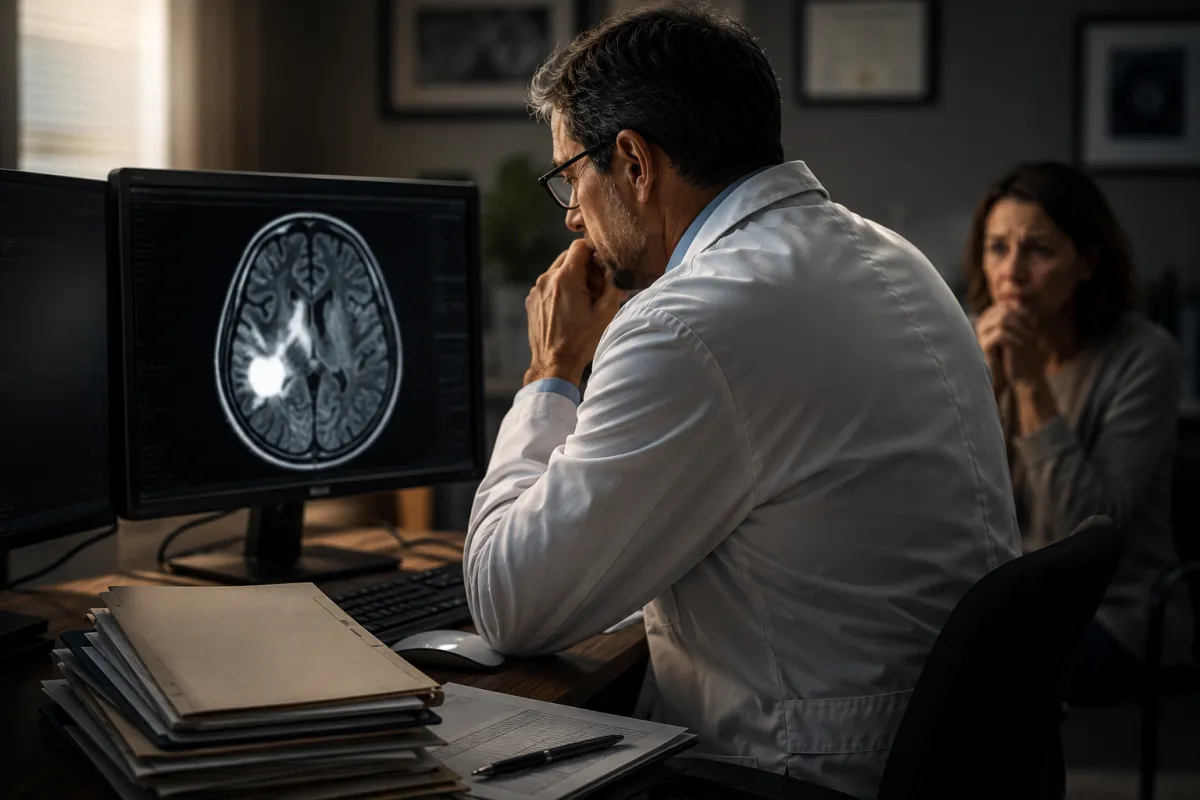 Doctor reviewing a brain scan