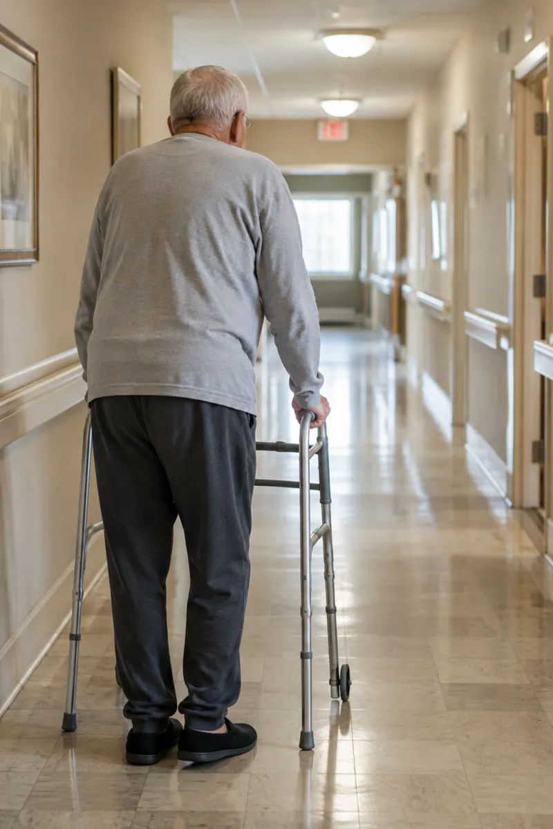 Older adult using a walker